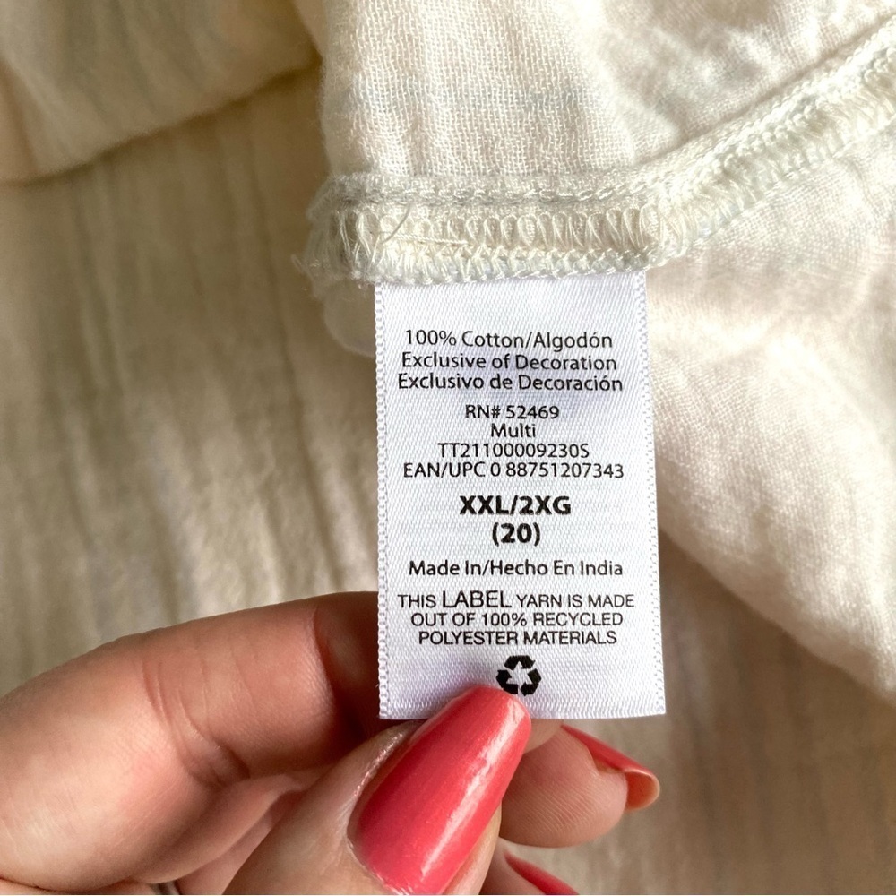 TIME AND TRU Gauzy Cotton Tiered Summer Dress XXL 20 - Picture 9 of 10